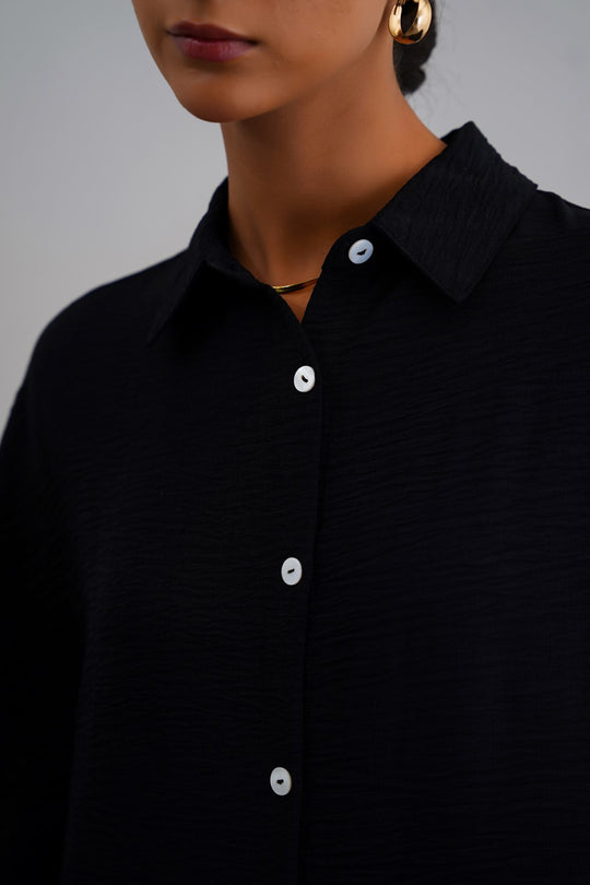 BLACK BATWING KAFTAN-DRESS