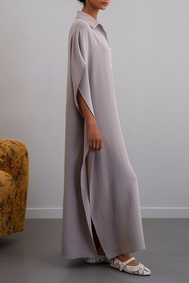 SLATE GREY BATWING KAFTAN-DRESS