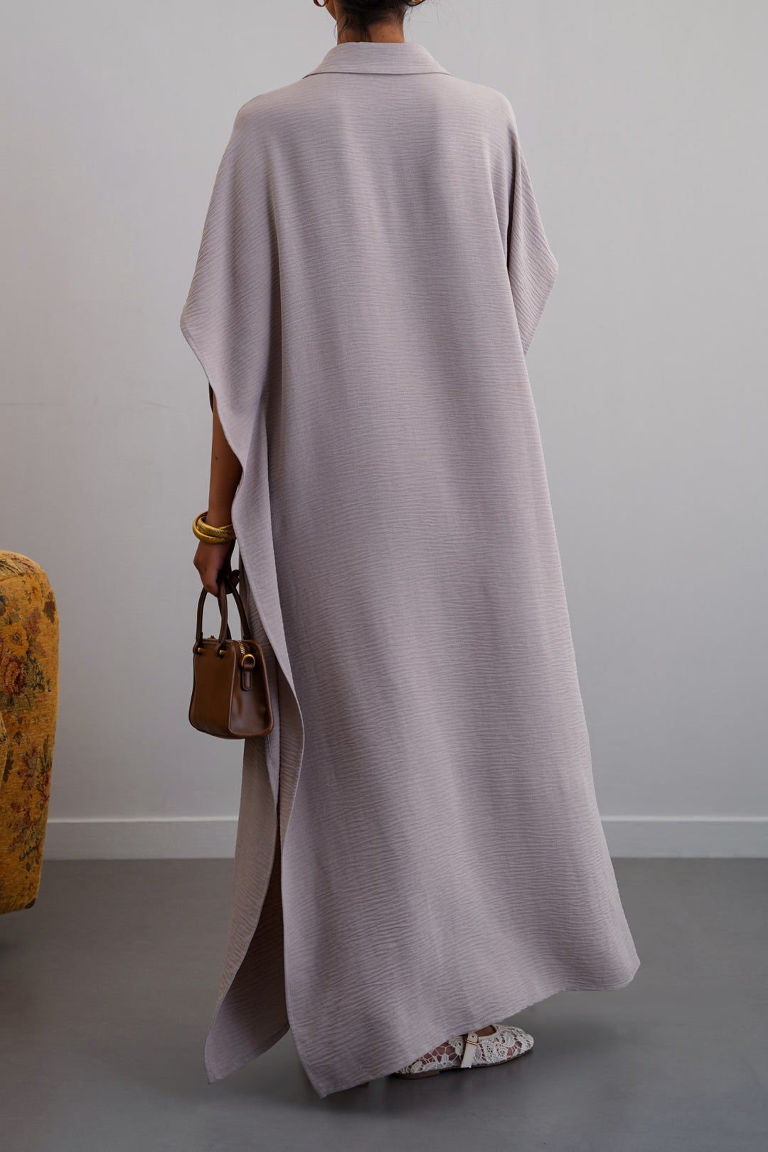 SLATE GREY BATWING KAFTAN-DRESS