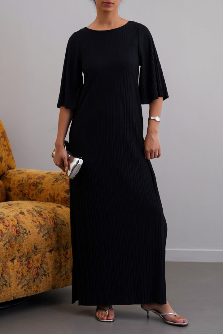 BLACK CONTOUR MAXI DRESS