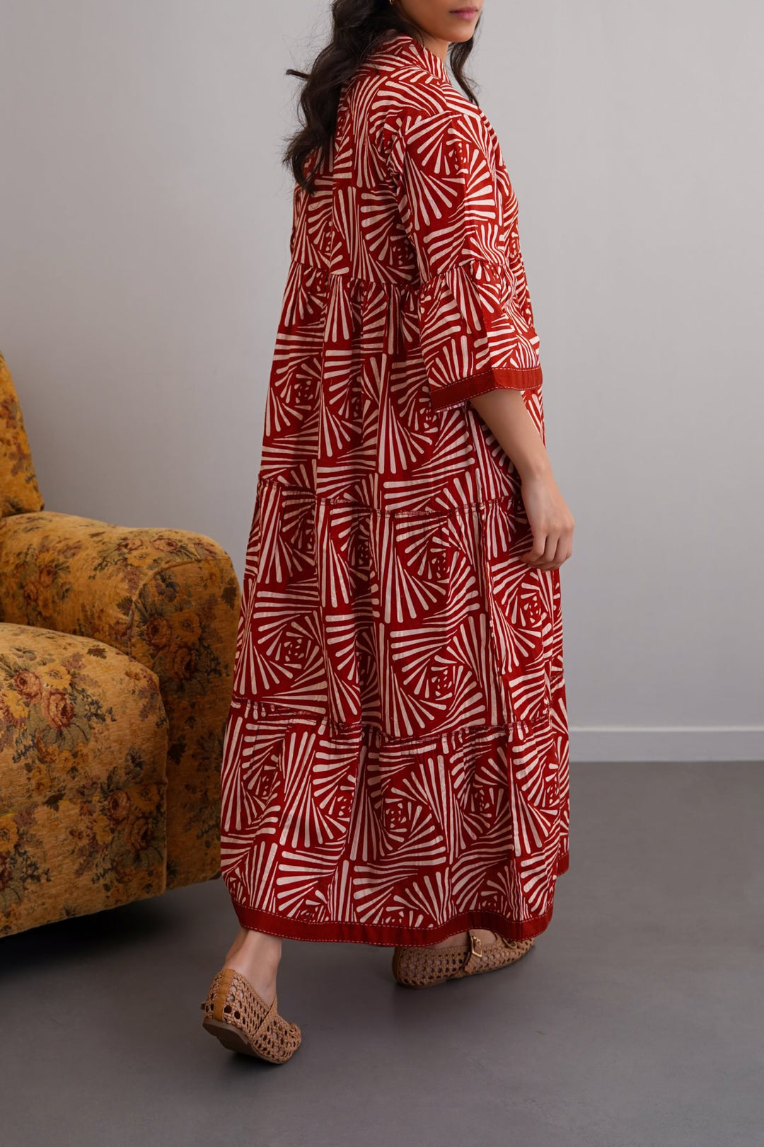 RUST CINNAMON EMBROIDERED DRESS