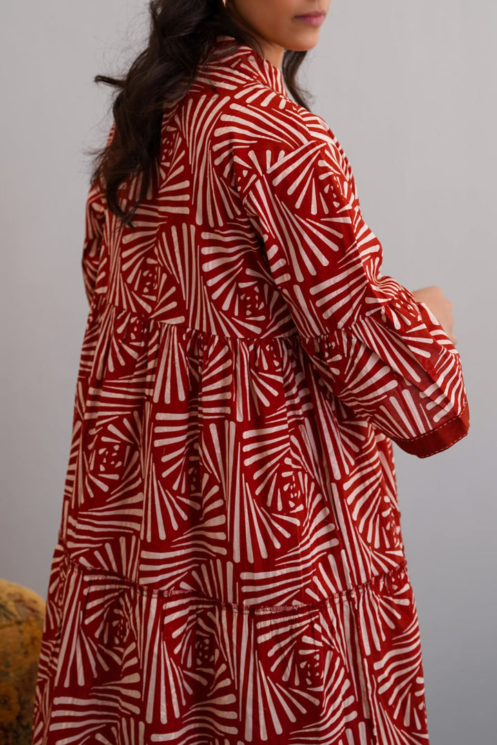 RUST CINNAMON EMBROIDERED DRESS
