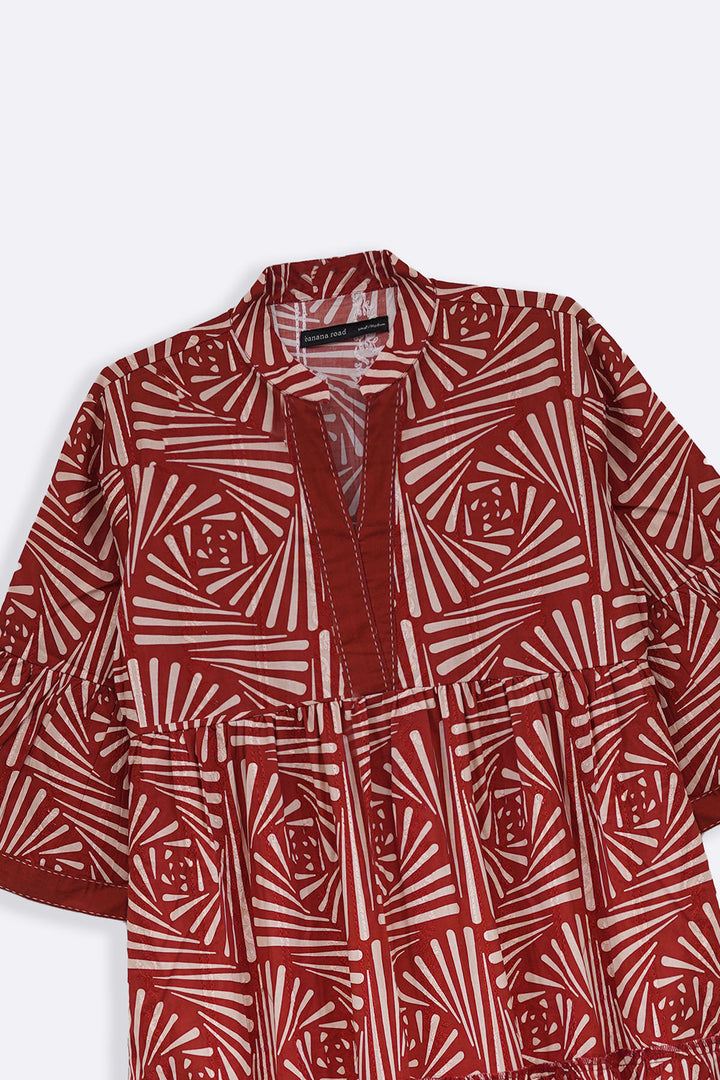 RUST CINNAMON EMBROIDERED DRESS