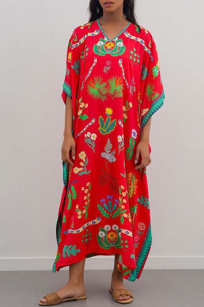 WAS25DR047-ORANGE-FLOWY-V-NECK