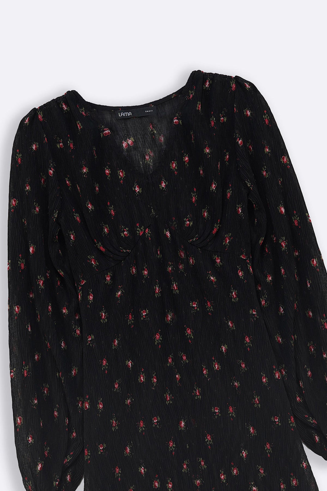 BLACK PRINTED MIDI DRESS