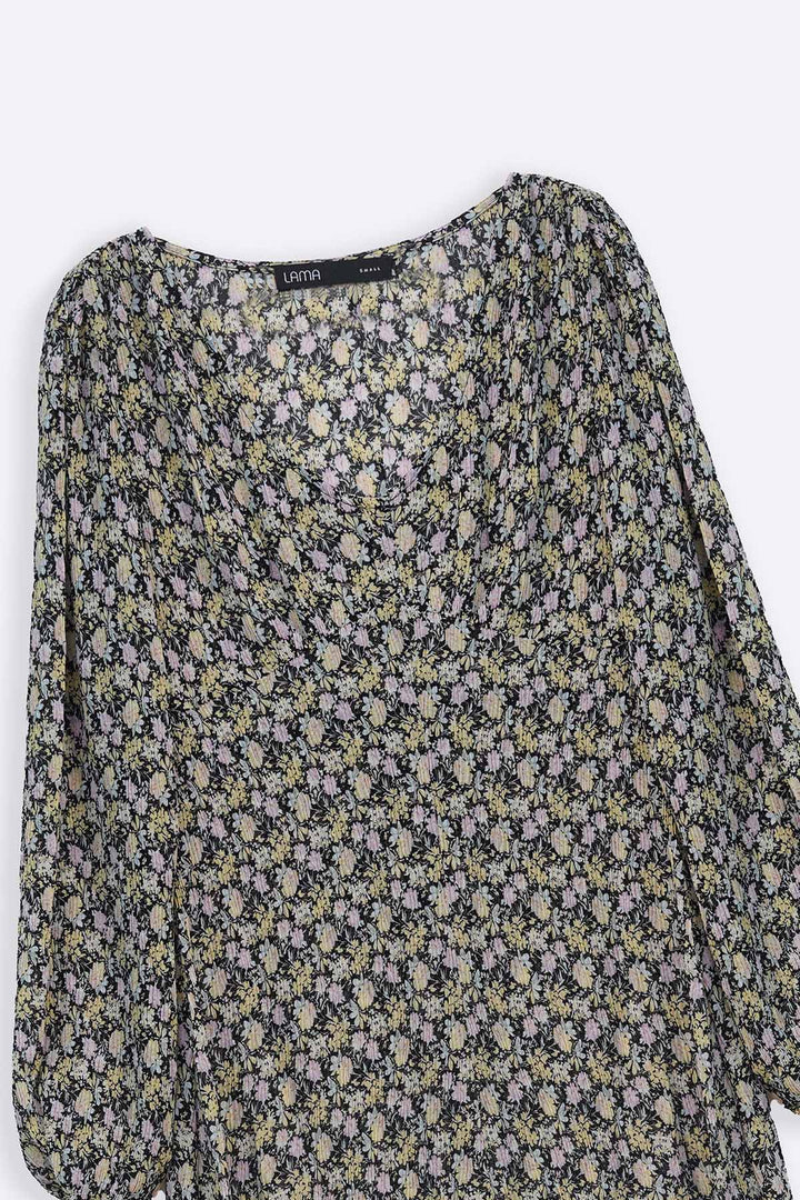 GREEN PRINTED MIDI DRESS