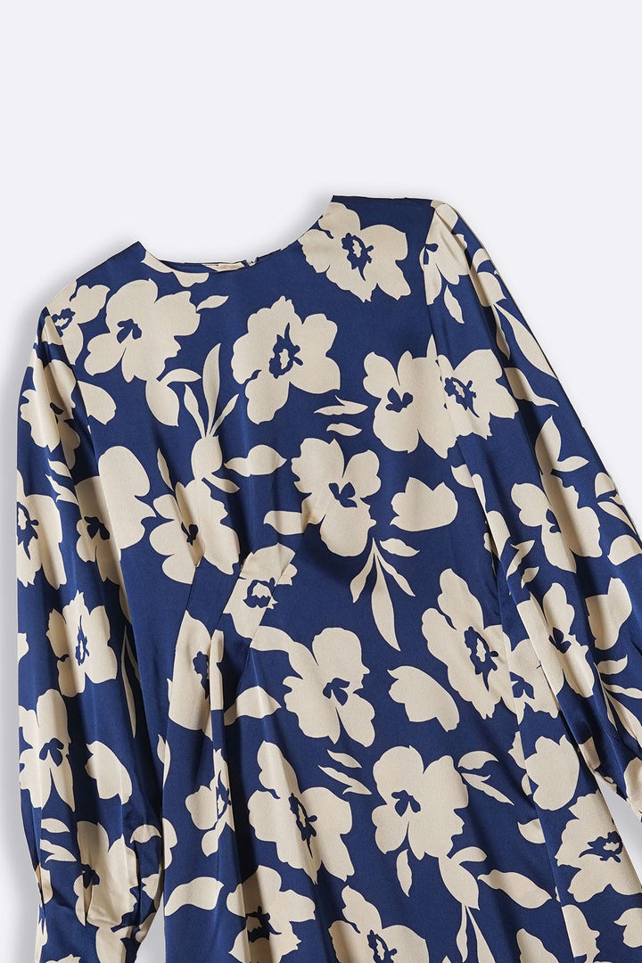 BLUE PRINTED SILK DRESS