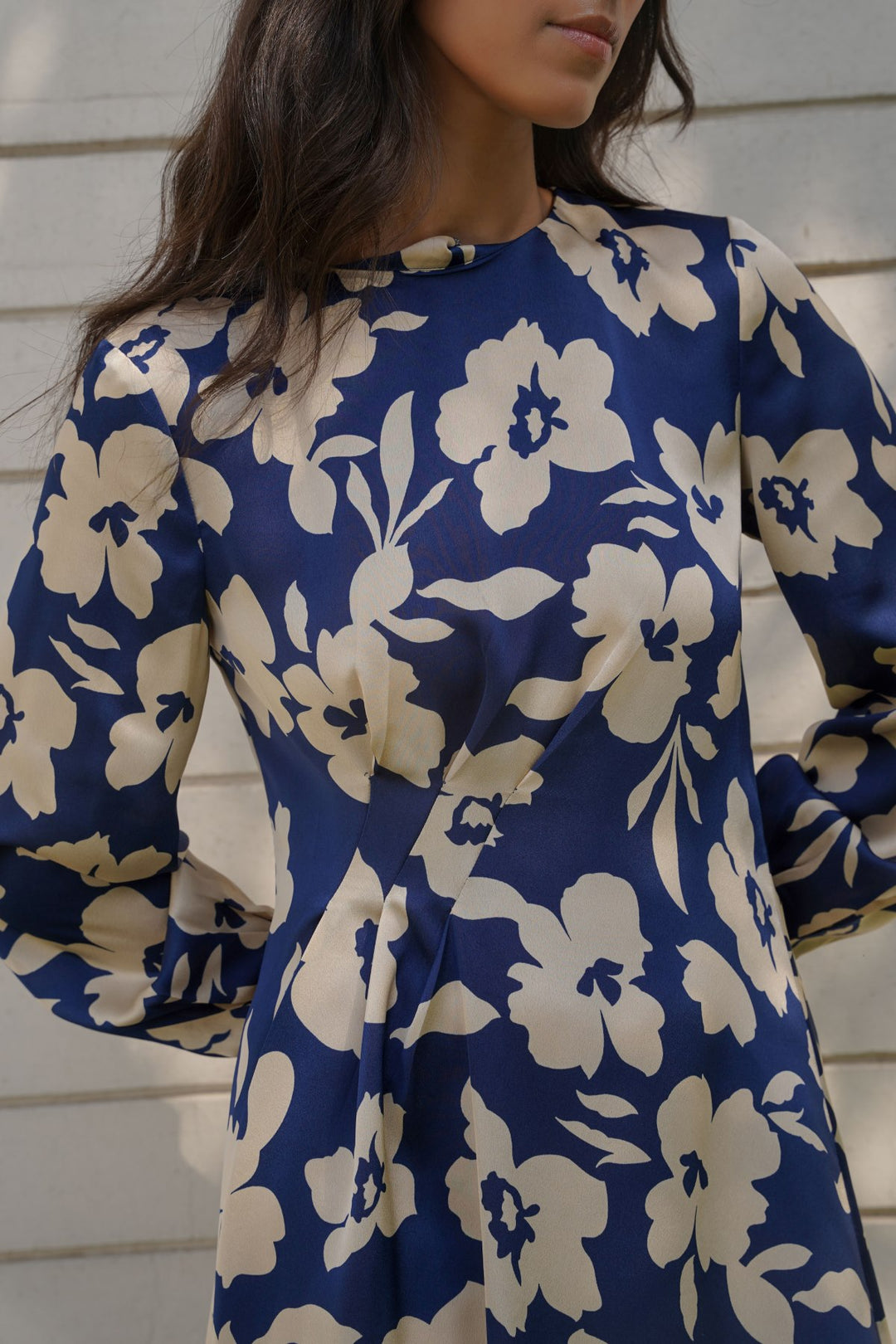 BLUE PRINTED SILK DRESS
