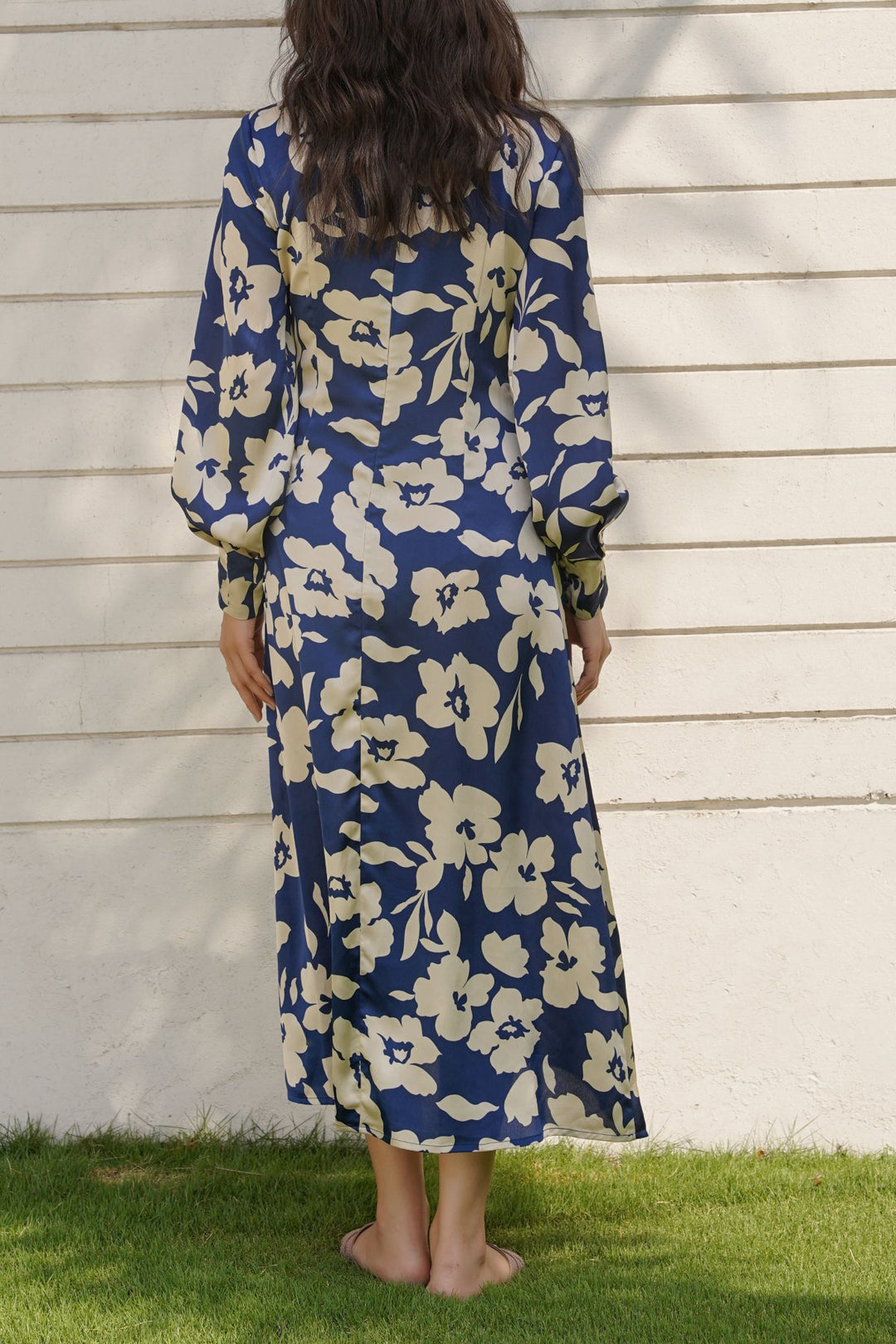 BLUE PRINTED SILK DRESS