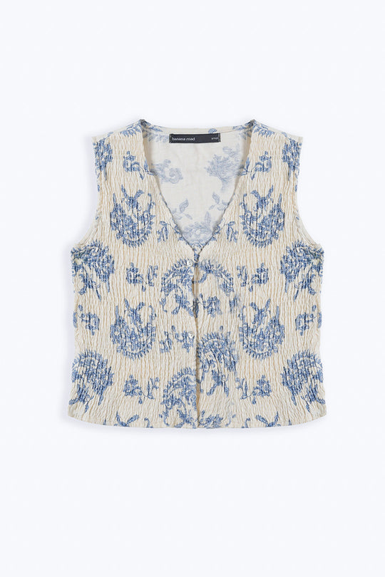 BLUE BLUE SMOCKED VEST