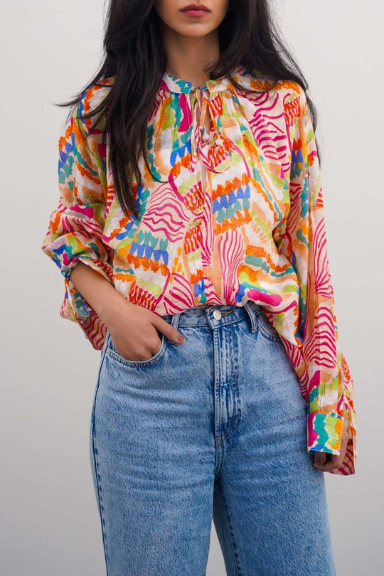 BEIGE CACTUS SILK BLOUSE