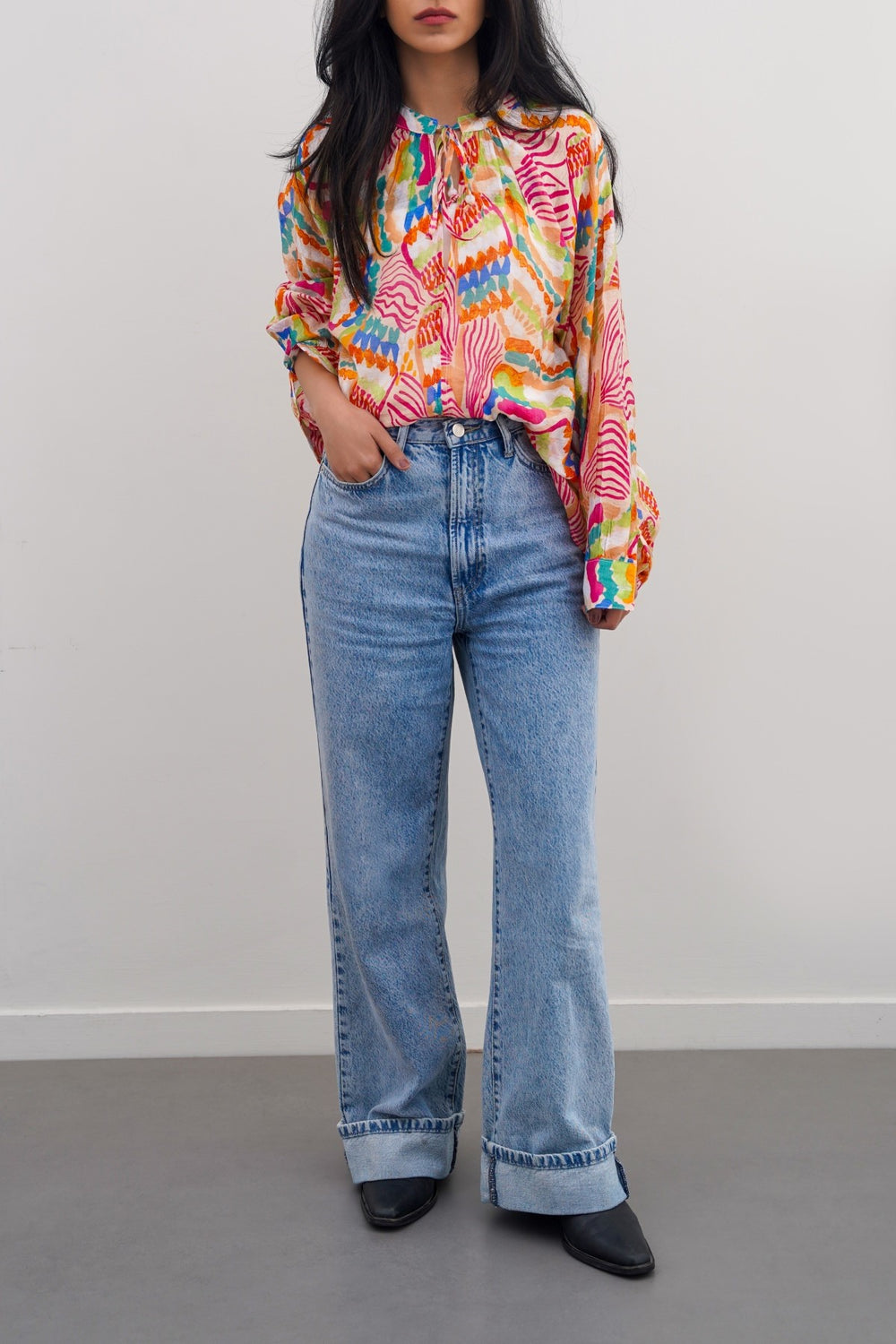 BEIGE CACTUS SILK BLOUSE