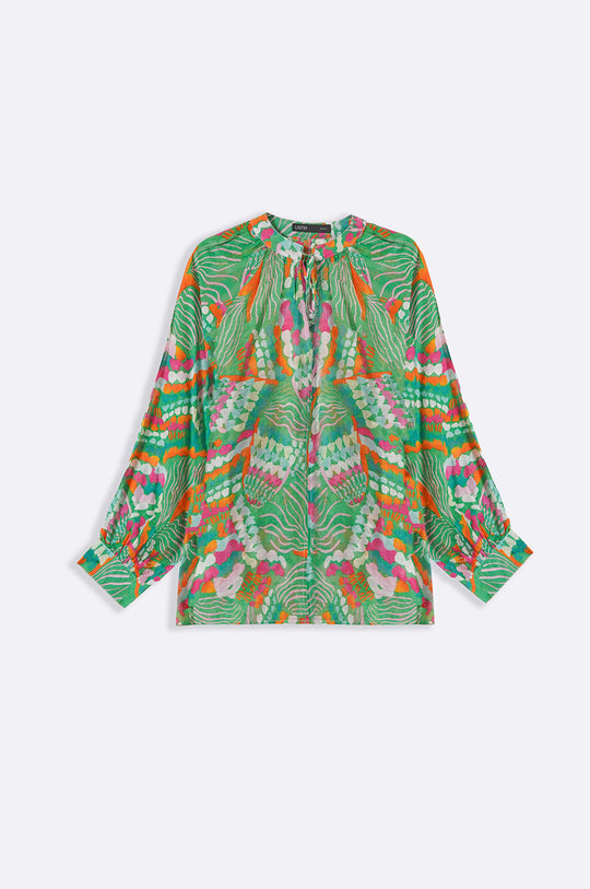 GREEN CACTUS SILK BLOUSE