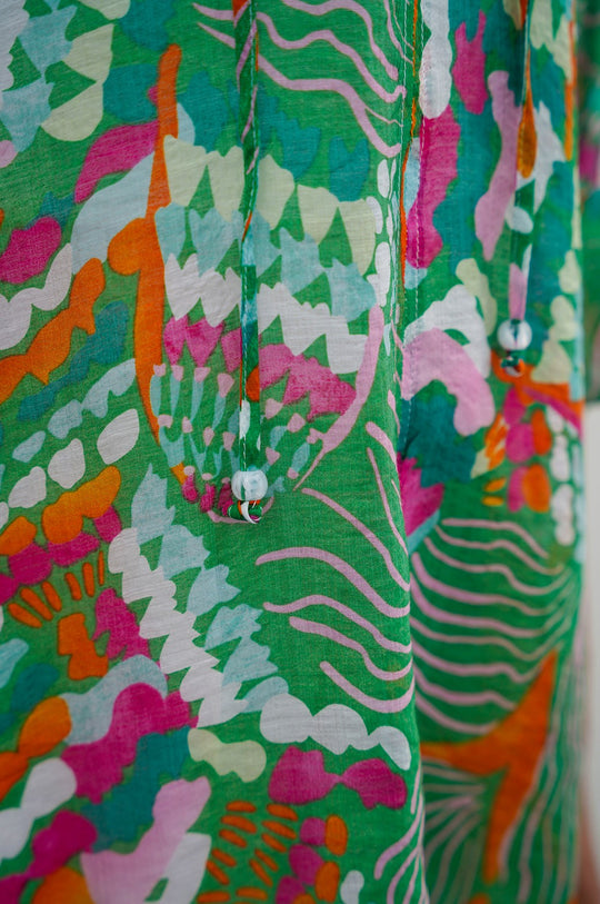 GREEN CACTUS SILK BLOUSE