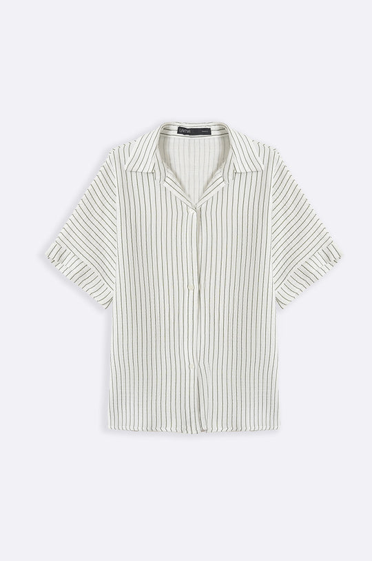 GREEN STRIPED MUSLIN SHIRT