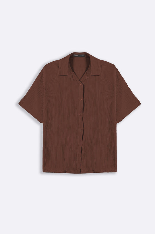 BROWN ORGANIC MUSLIN SHIRT