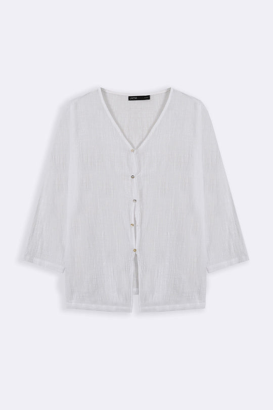 WHITE PURE COTTON GAUZE BLOUSE