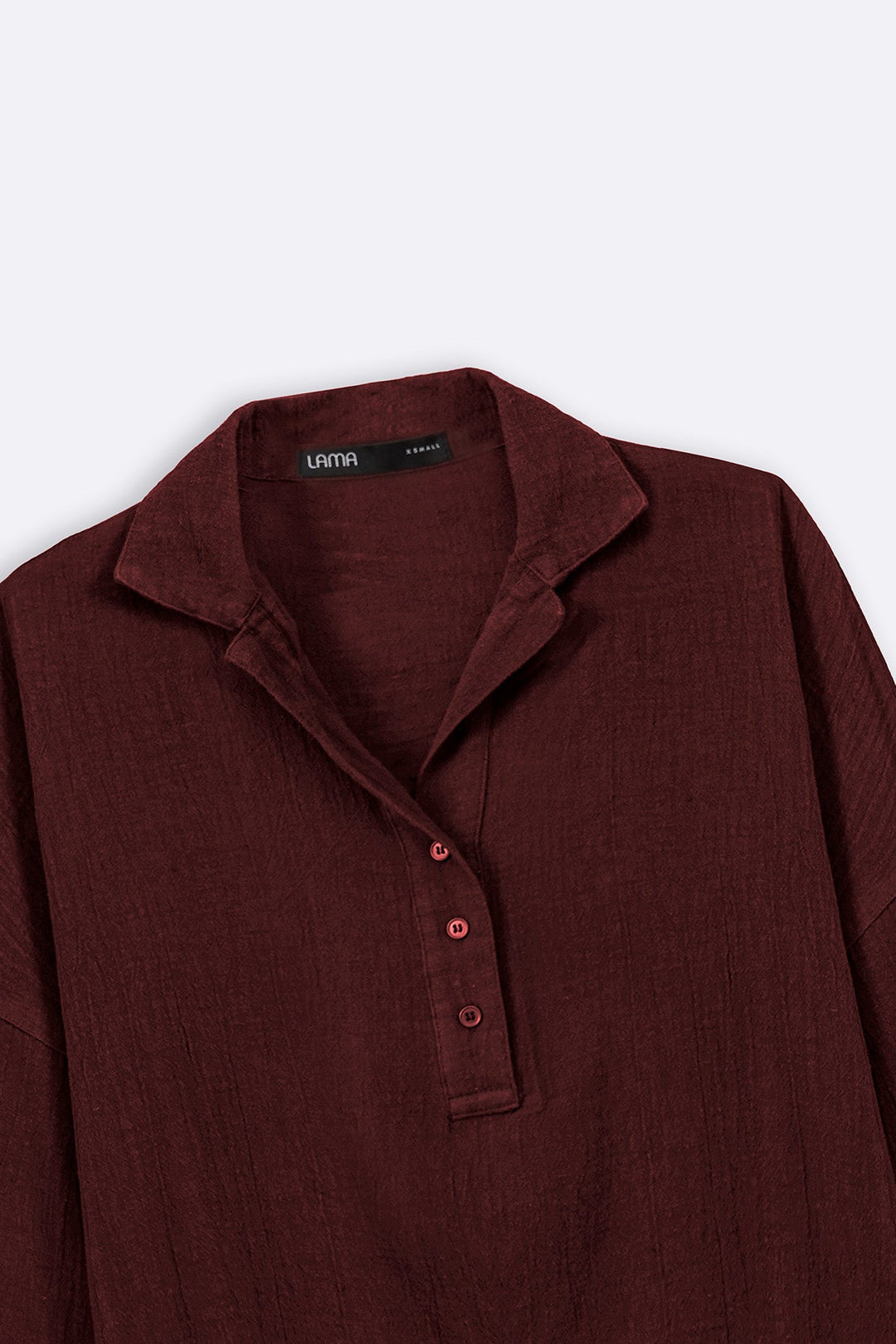 BROWN LINEN HALF PLACKET SHIRT