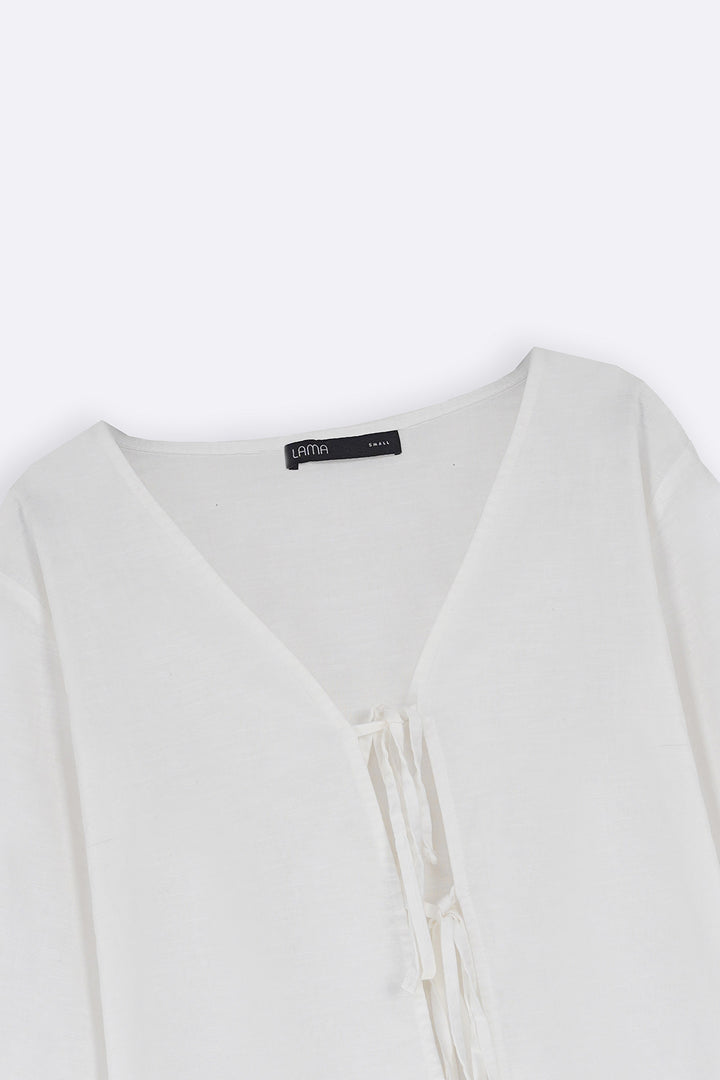 LINEN BOW BLOUSE