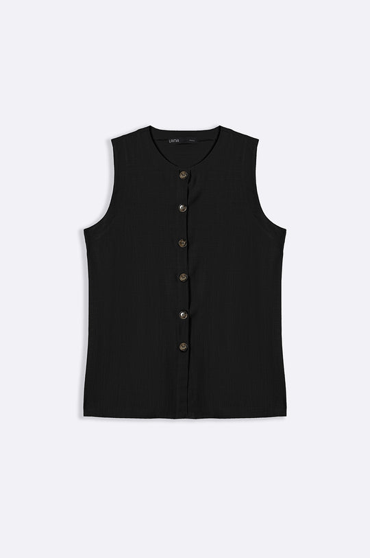 BLACK LINEN SAINT TROPEZ BLOUSE