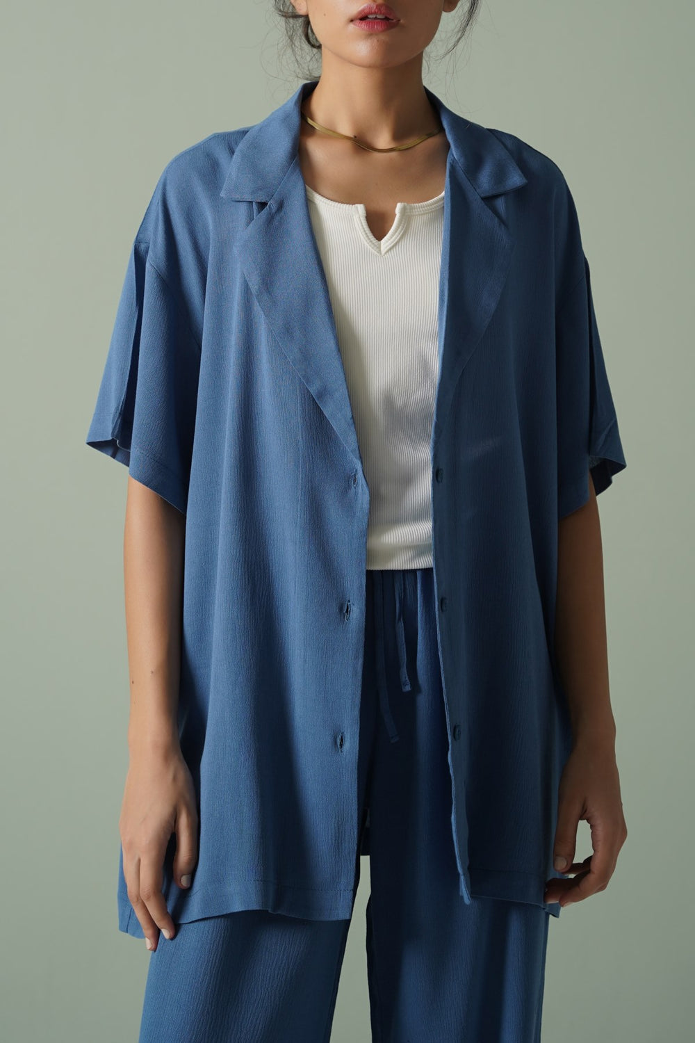 TEAL SAFARI BLAZER SHIRT