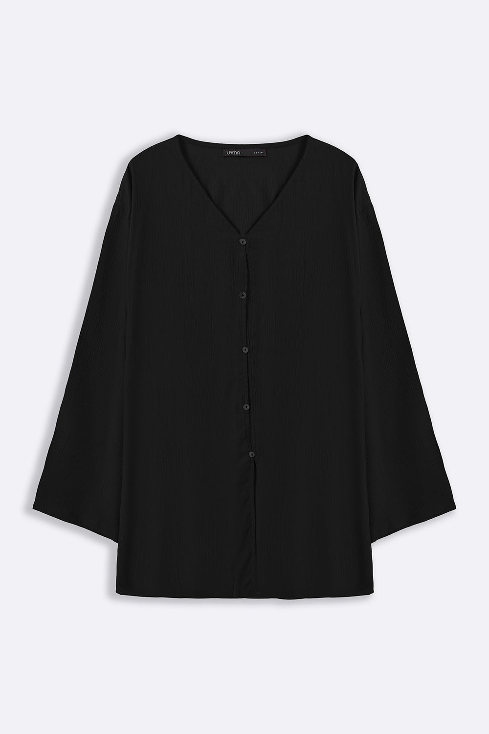 BLACK FLOWY TEXTURED BLOUSE