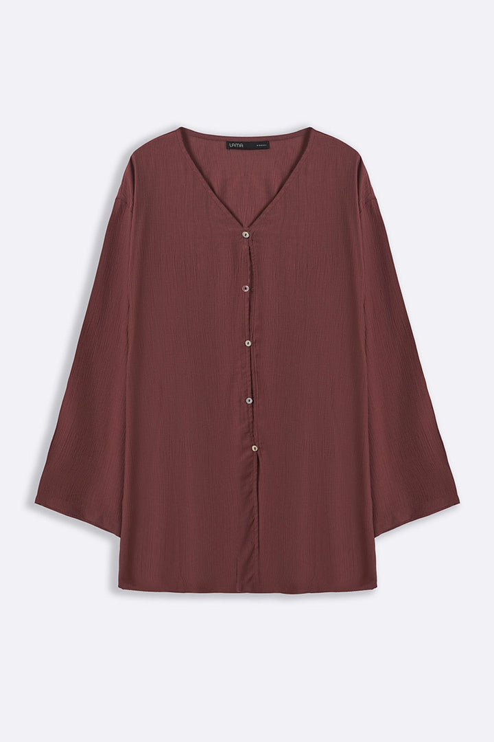WINE FLOWY TEXTURED BLOUSE
