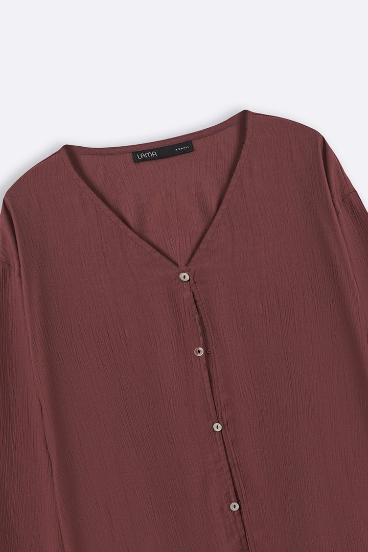 WINE FLOWY TEXTURED BLOUSE