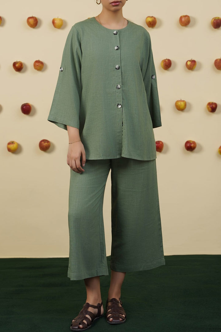 GREEN LINEN BLOUSE