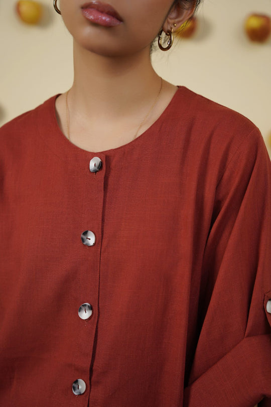 RUST LINEN BLOUSE