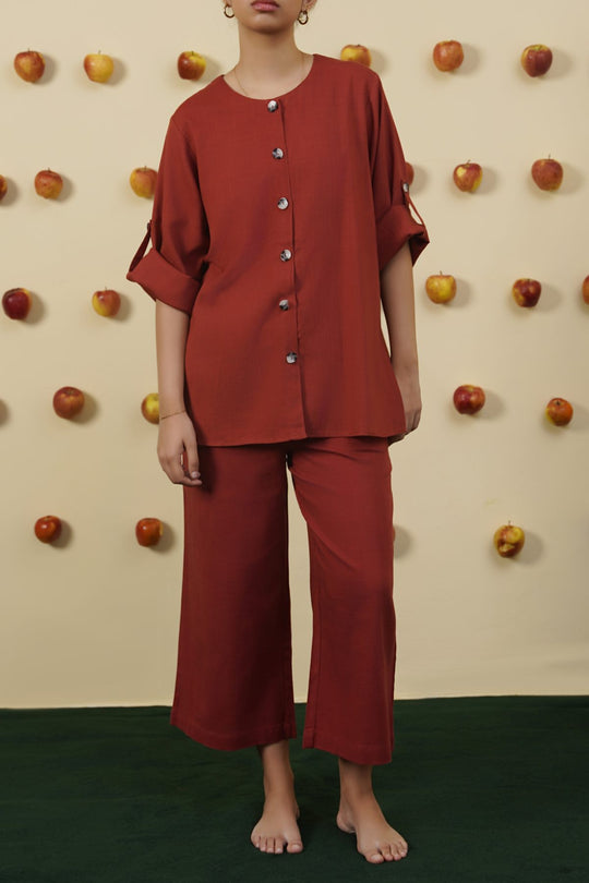 RUST LINEN BLOUSE