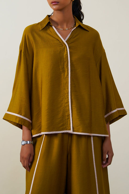 OLIVE CLOVER SILKY BLOUSE