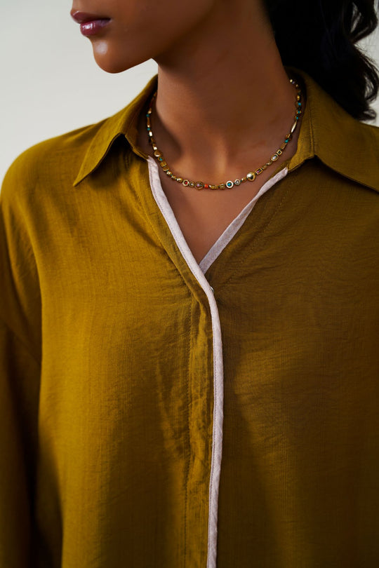 OLIVE CLOVER SILKY BLOUSE