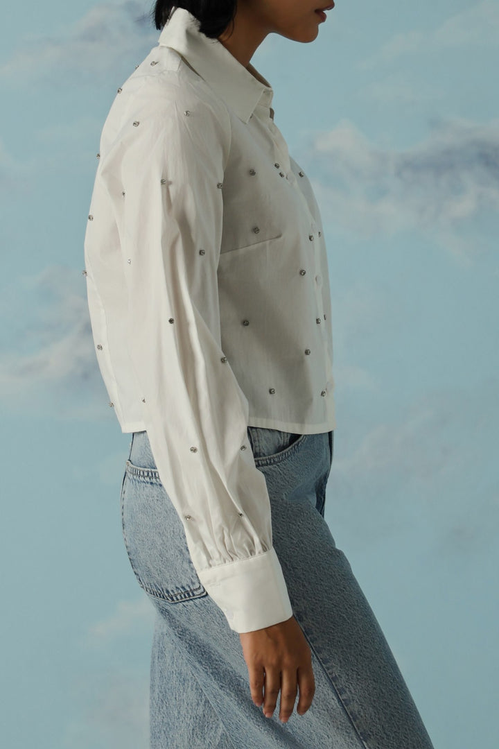WHITE BOXY DATE NIGHT SHIRT