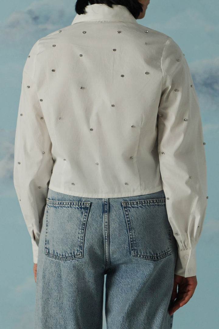 WHITE BOXY DATE NIGHT SHIRT