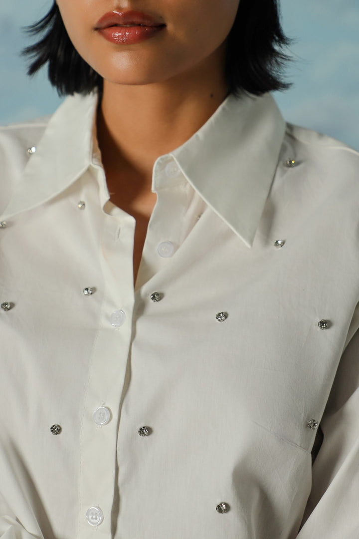 WHITE BOXY DATE NIGHT SHIRT
