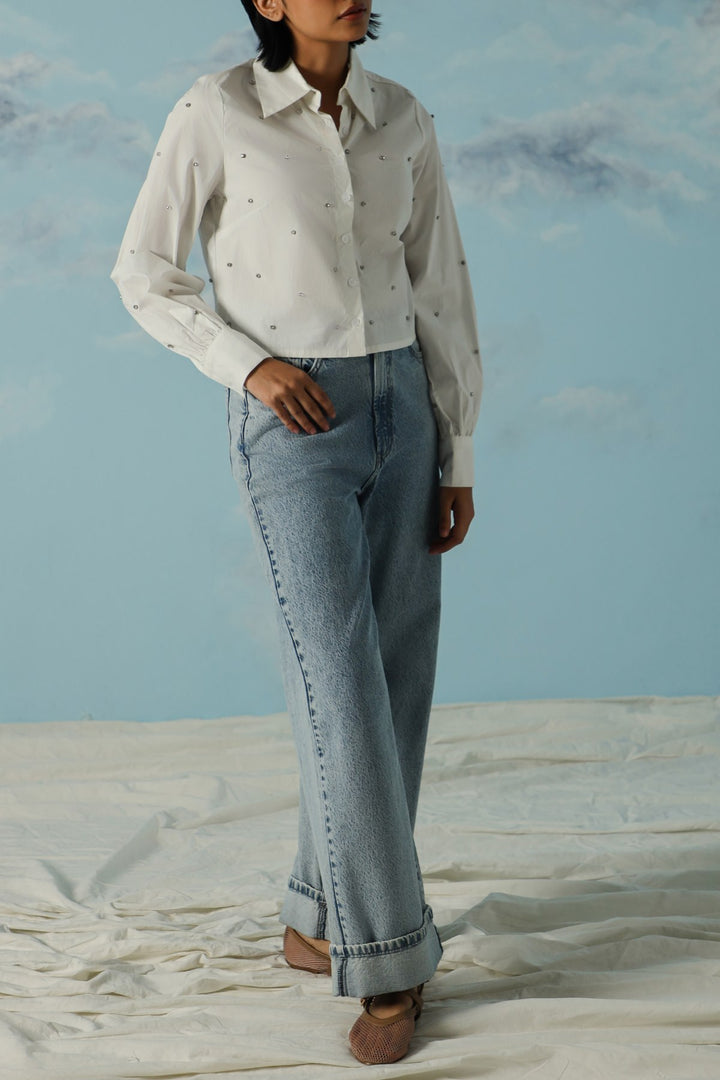 WHITE BOXY DATE NIGHT SHIRT