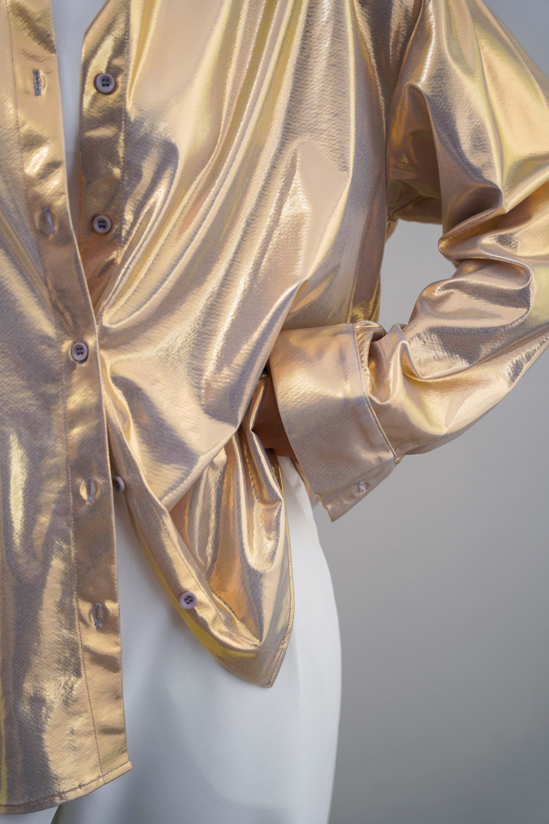 LIGHT GOLD RETRO METALLIC SHIRT