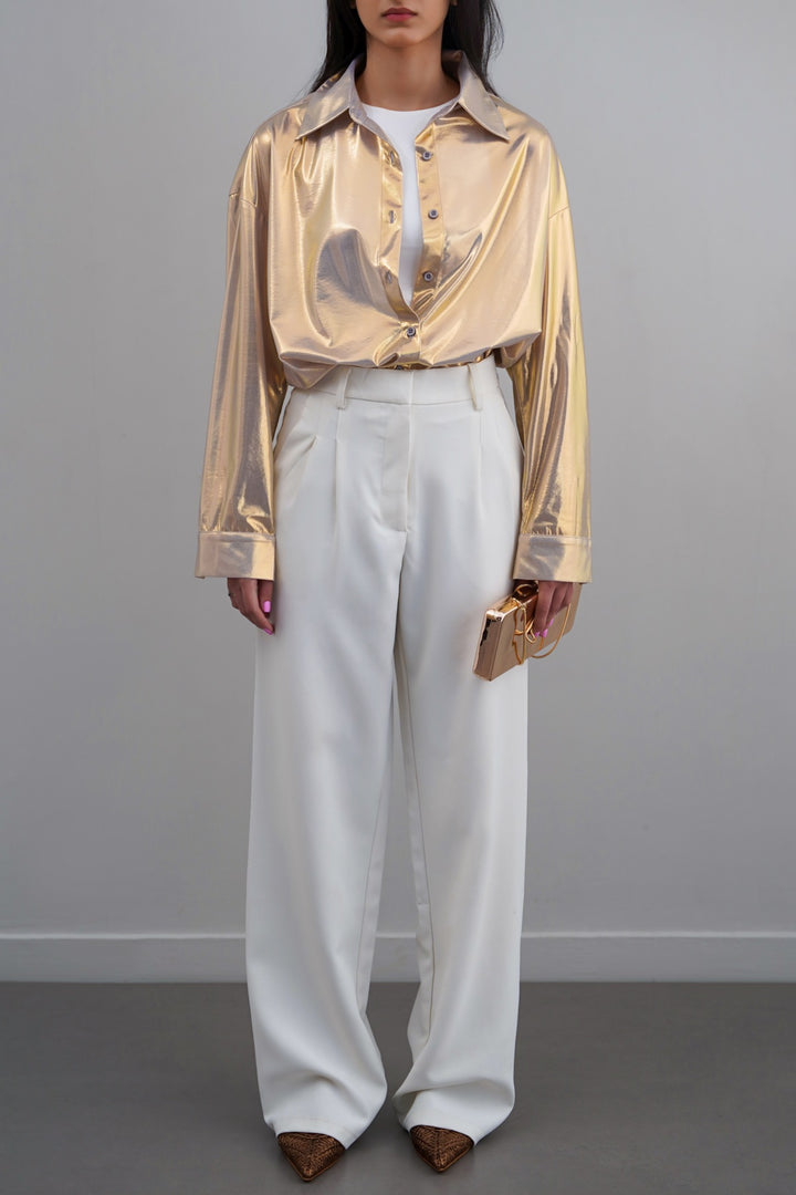 LIGHT GOLD RETRO METALLIC SHIRT