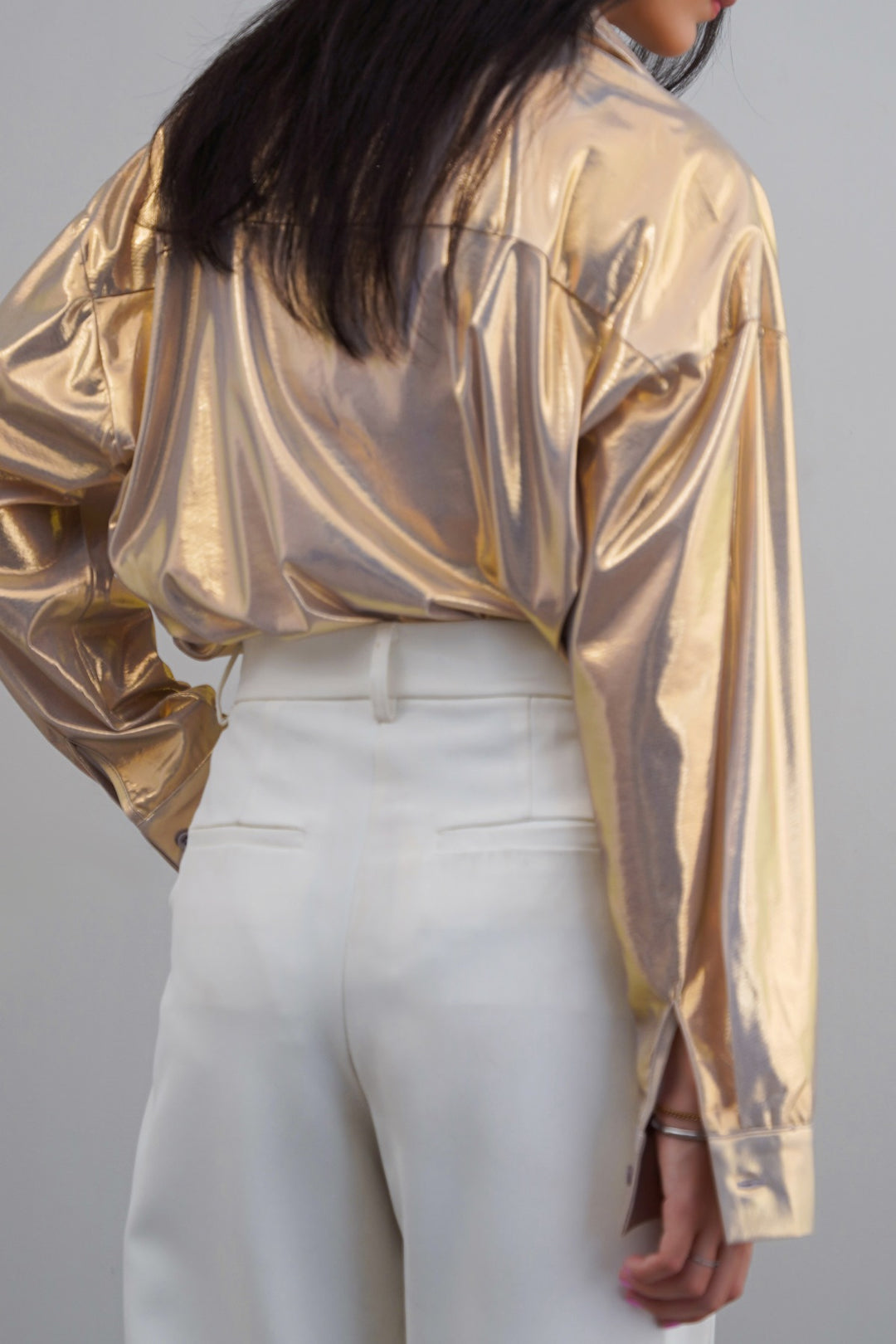 LIGHT GOLD RETRO METALLIC SHIRT
