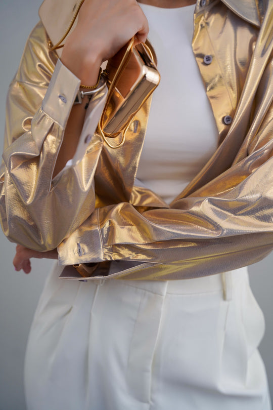 LIGHT GOLD RETRO METALLIC SHIRT