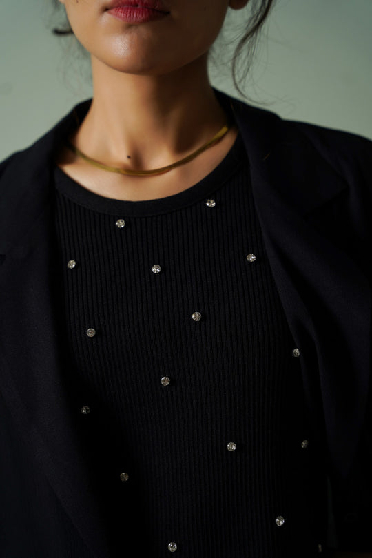 EMBELLISHED RIBBED TANK