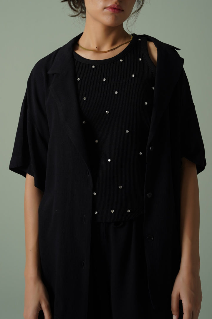 EMBELLISHED RIBBED TANK