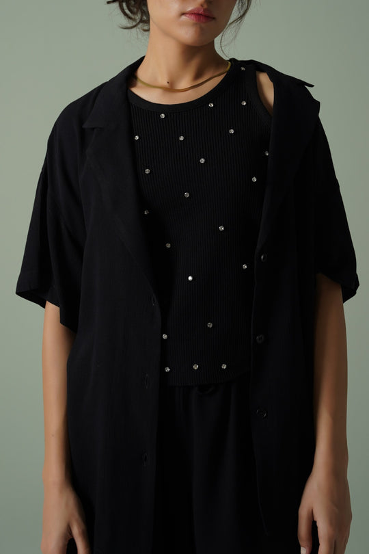 EMBELLISHED RIBBED TANK