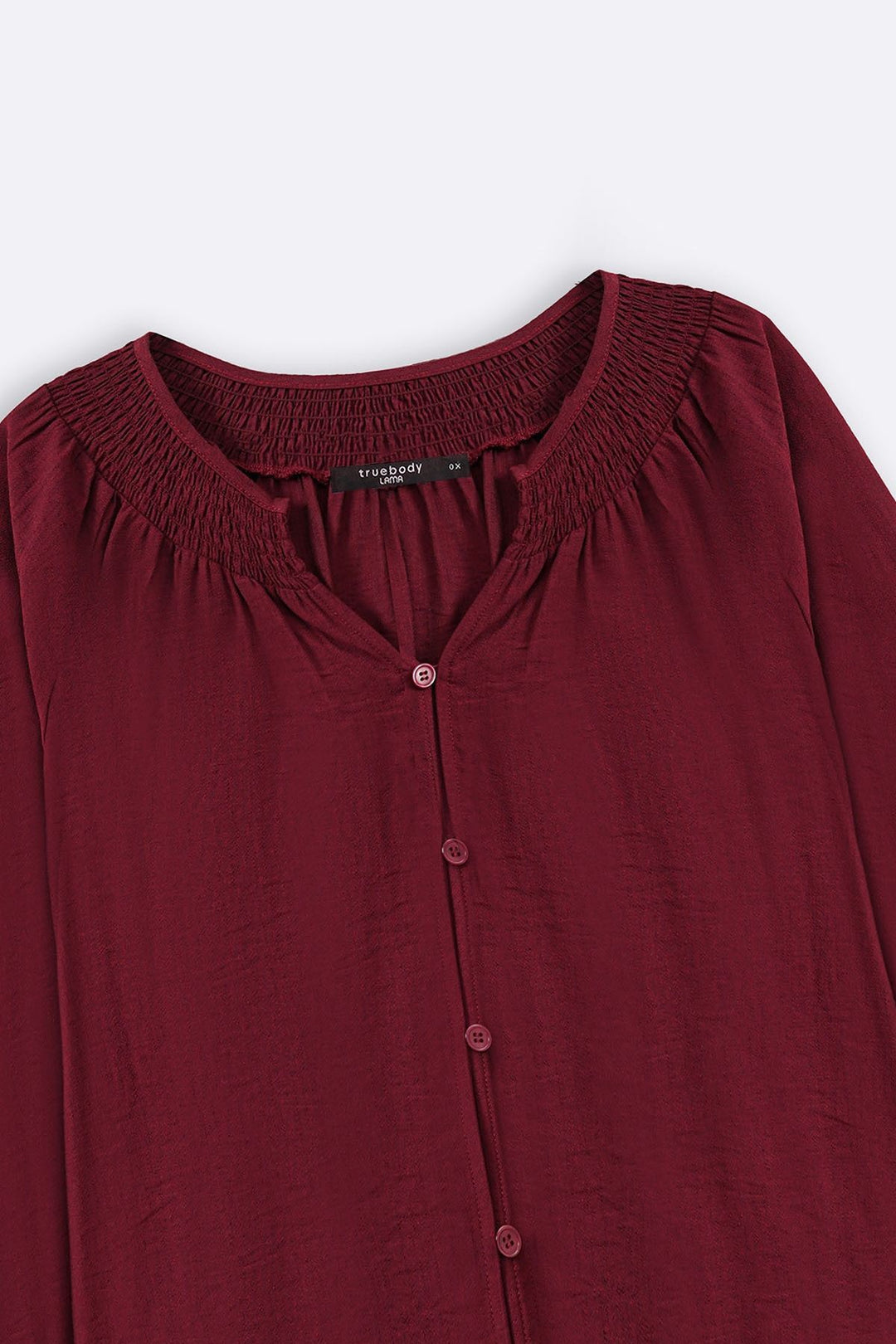 MAROON CURVE SMOCKED BLOUSE