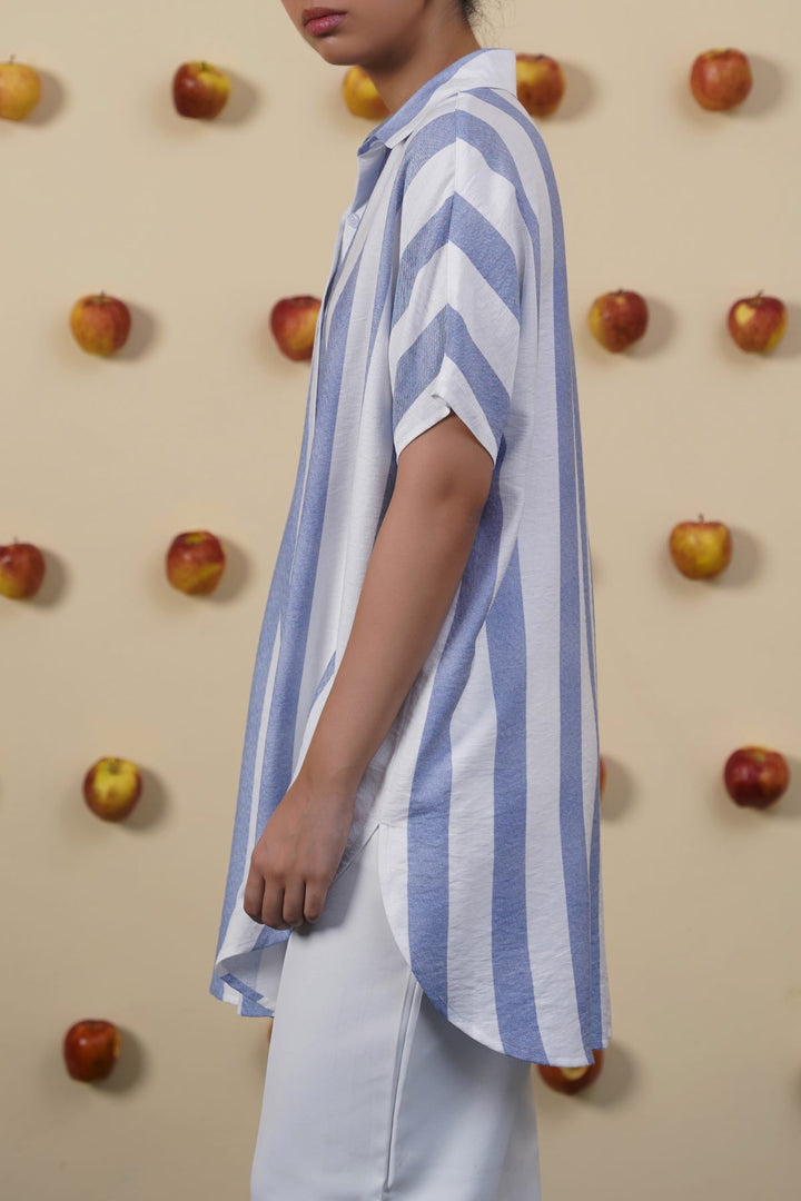 BLUE STRIPED HOLIDAY TUNIC