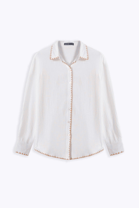 BEIGE MUSLIN RESORT SHIRT