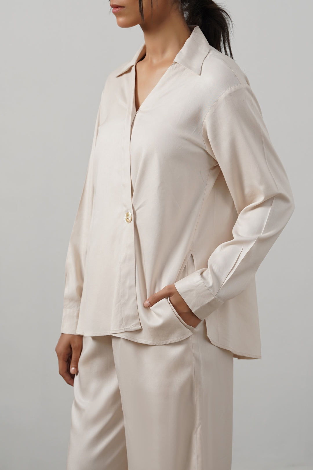 OFF WHITE WRAP BLOUSE SHIRT