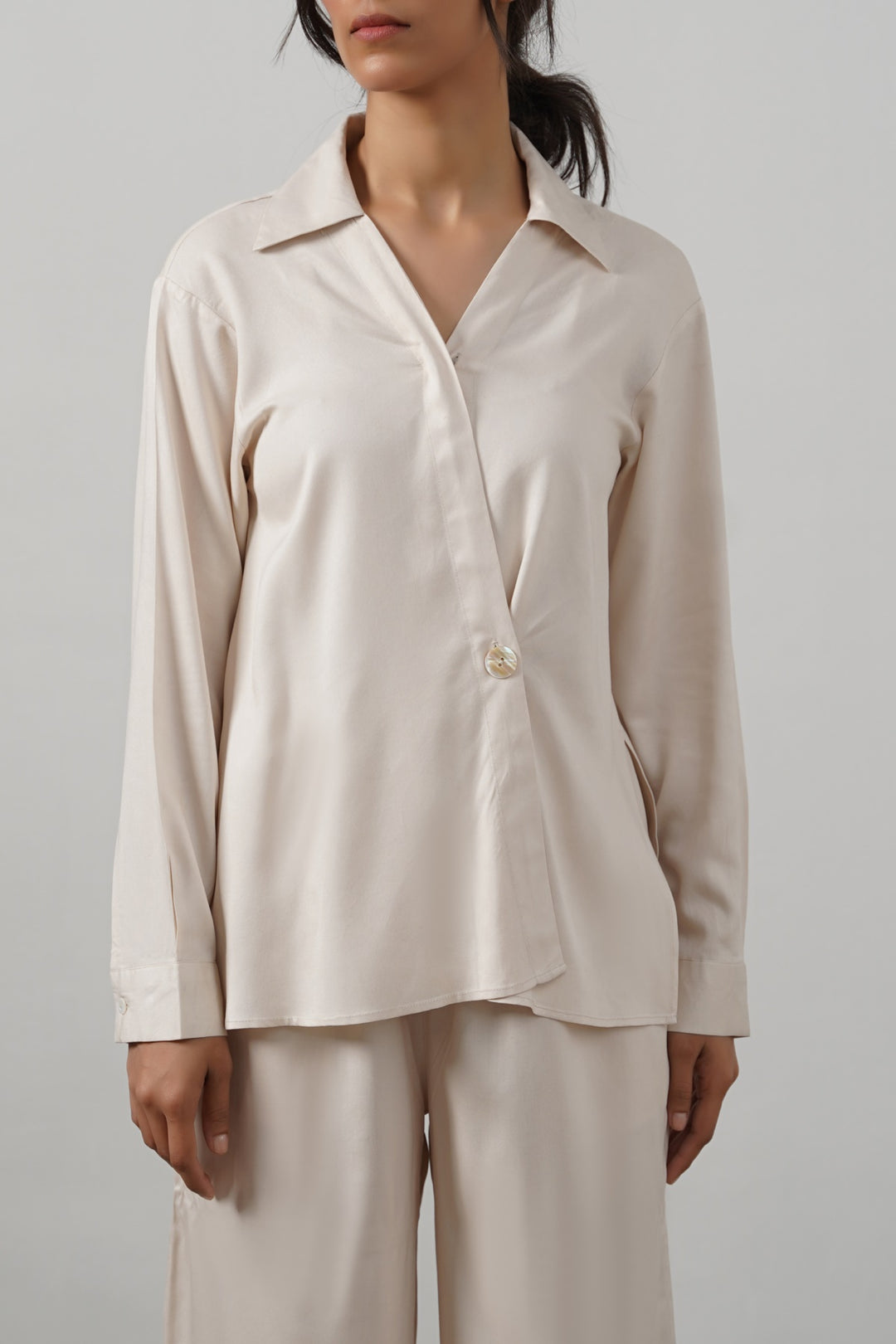 OFF WHITE WRAP BLOUSE SHIRT