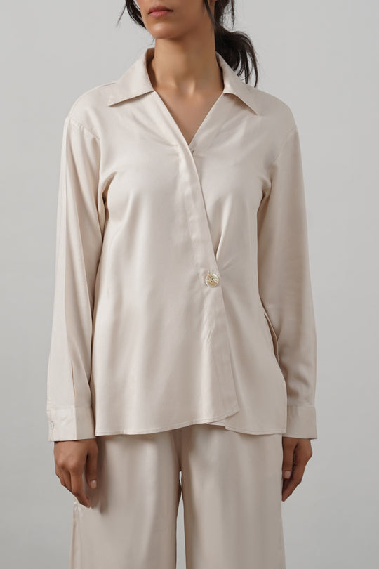 OFF WHITE WRAP BLOUSE SHIRT